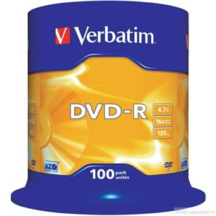Dysk VERBATIM DVD-R 4,7GB cake 100szt